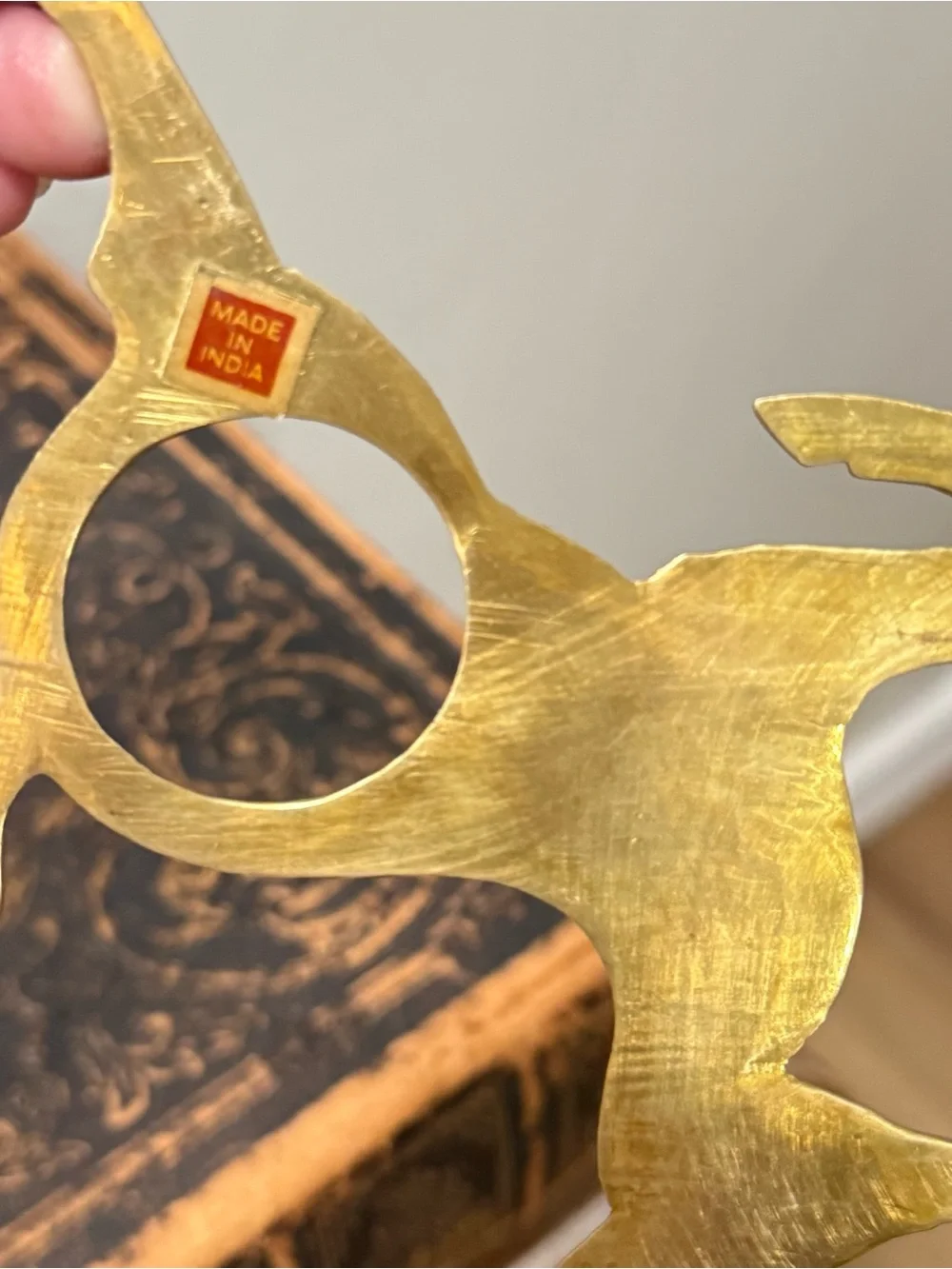 Set Of 10 Vintage India Brass Reindeer Napkin Rings Christmas Holiday Very Nice!